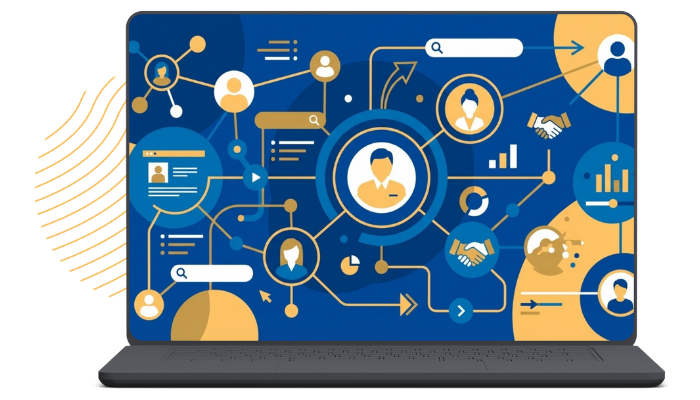 Erfolgreiche Mitarbeitergewinnung durch Social Recruiting - Dashboard Vorschau Laptop mit Dashboard